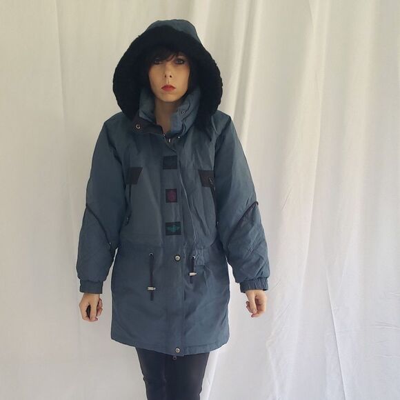 90s Blue and Black Winter Coat‎ - Picture 1 of 7